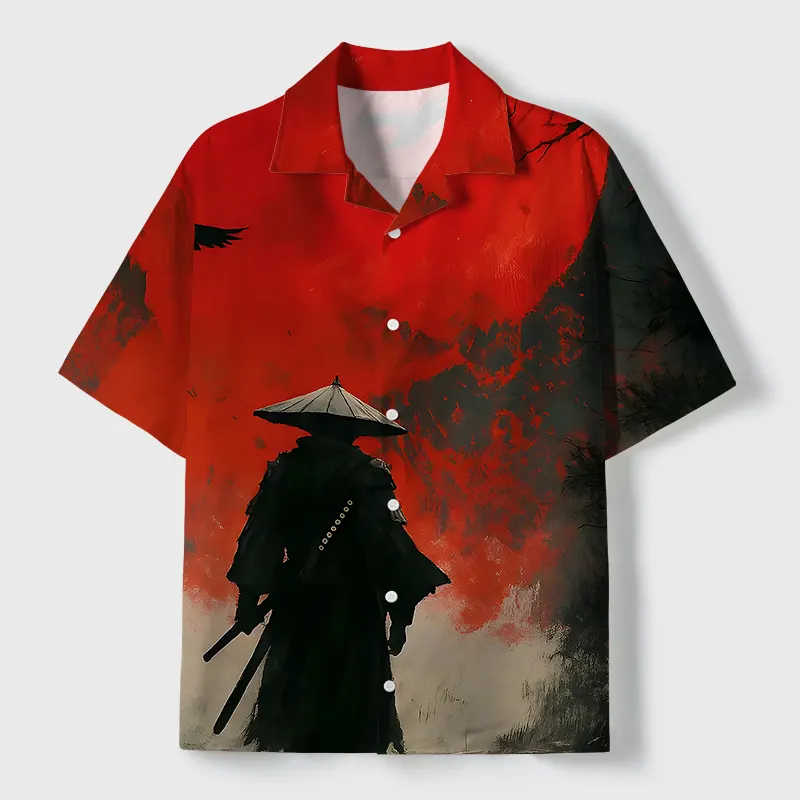 Tokyo-Tiger Blood Night Samura Cuban Collar Shirt