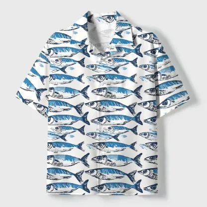 Tokyo-Tiger Oceanic Fish Cuban Collar Shirt