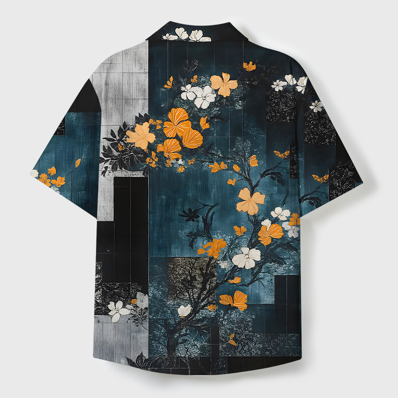 Tokyo-Tiger Flower Fantasy Cuban Collar Shirt