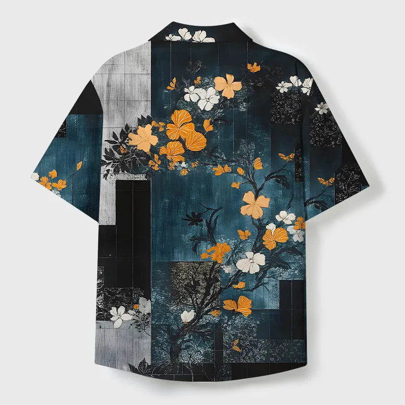 Tokyo-Tiger Flower Fantasy Cuban Collar Shirt