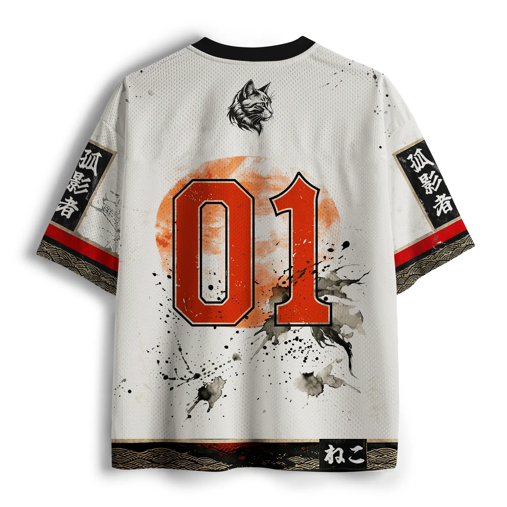 Tokyo-Tiger  Retro Samurai Cat Mesh Jersey
