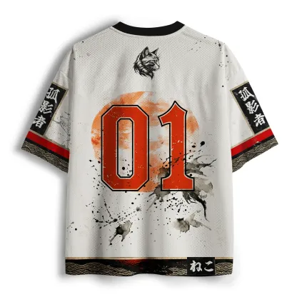 Tokyo-Tiger  Retro Samurai Cat Mesh Jersey