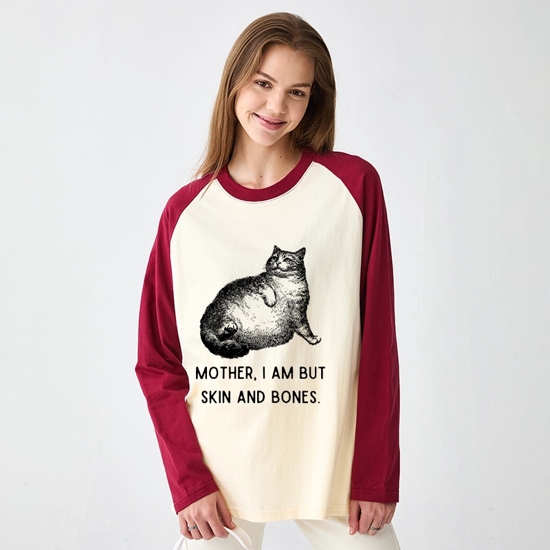 Tokyo-Tiger Skin & Bones Cat Raglan Long Sleeve T-shirt