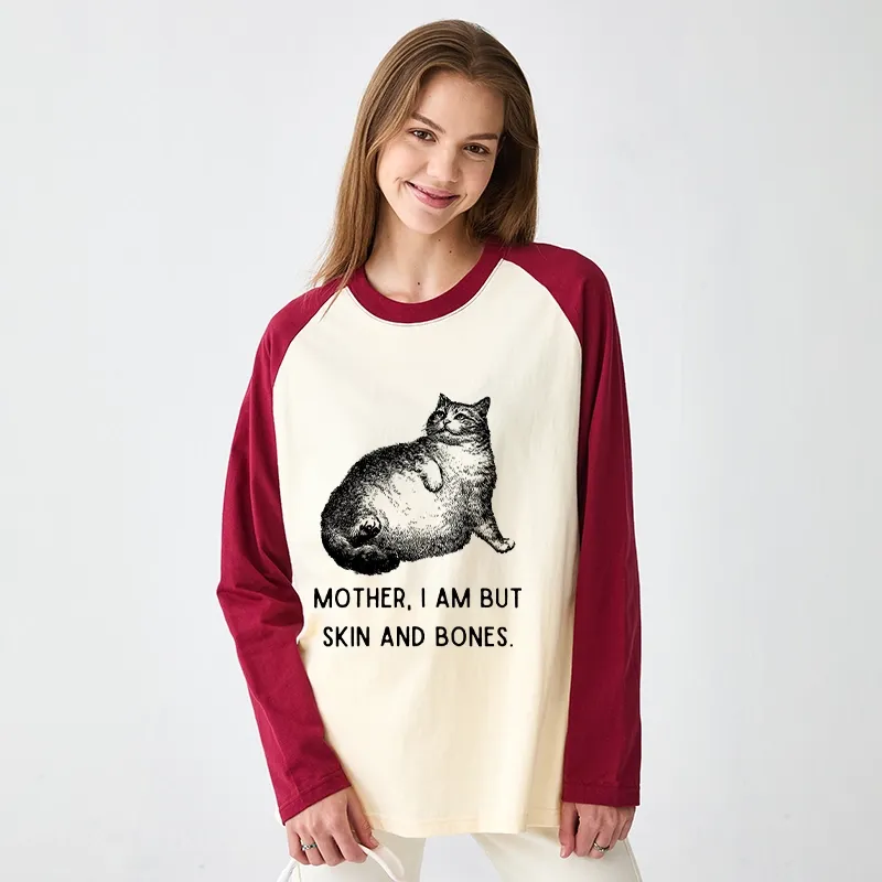 Tokyo-Tiger Skin & Bones Cat Raglan Long Sleeve T-shirt