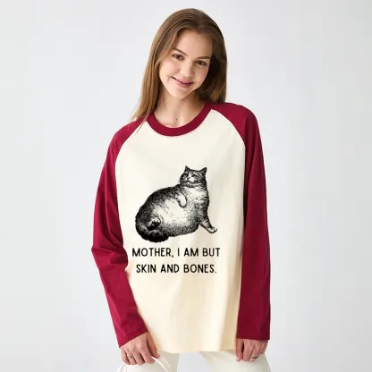 Tokyo-Tiger Skin & Bones Cat Raglan Long Sleeve T-shirt