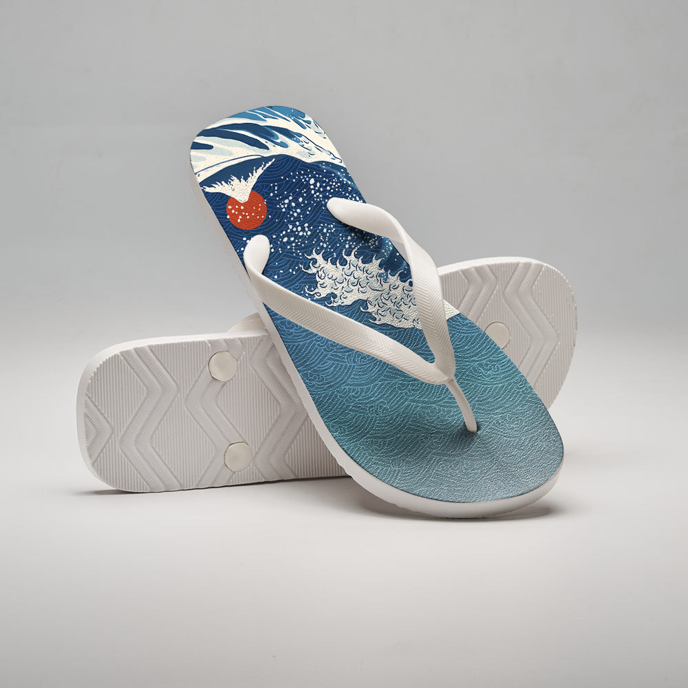 Tokyo-Tiger The Great Wave Off Fuji Flip Flops