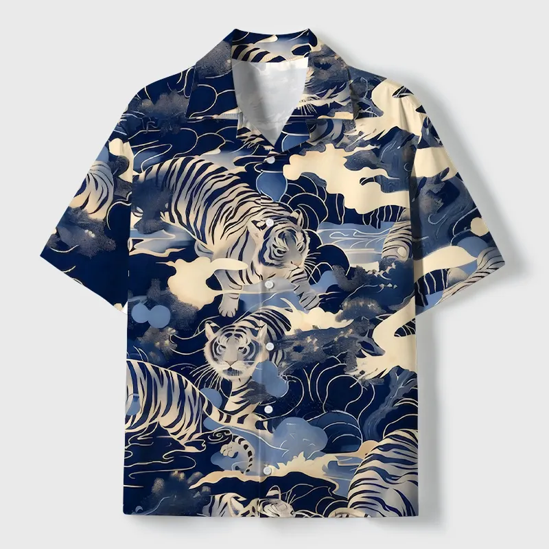 Tokyo-Tiger Tiger In The Waves Cuban Collar Shirt Sale
