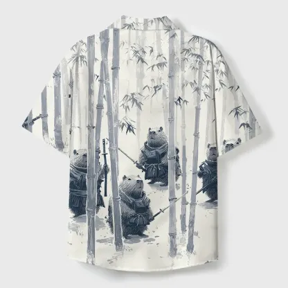 Tokyo-Tiger Capybara Japanese Samurai Cuban Collar Shirt