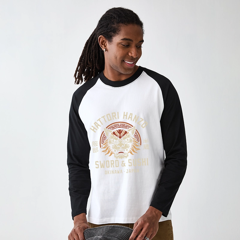 Tokyo-Tiger Hattori Lion Japanese Samurai Raglan Long Sleeve T-shirt