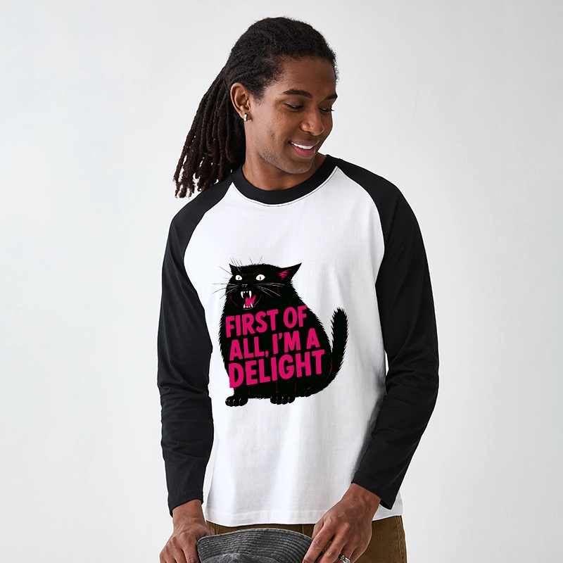 Tokyo-Tiger Roaring Black Cat Raglan Long Sleeve T-shirt