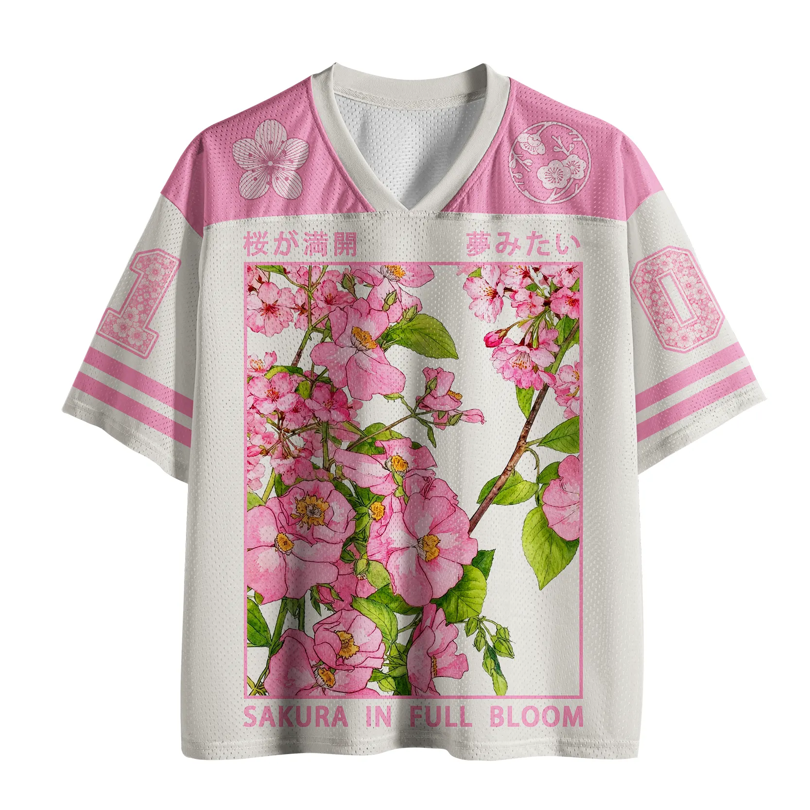 Tokyo-Tiger Beautiful Sakura In Full Bloom Mesh Jersey