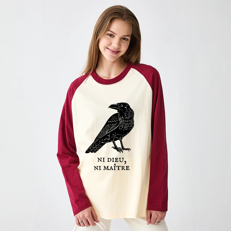 Tokyo-Tiger Crow Have A Strong Sense Of Self Raglan Long Sleeve T-shirt