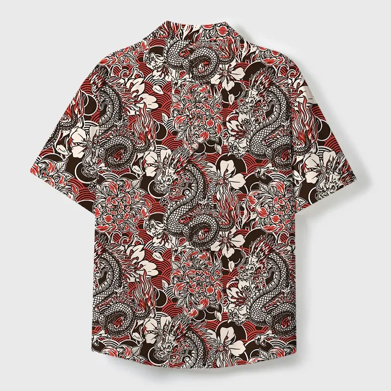 Tokyo-Tiger Japanese Retro Dragon Cuban Collar Shirt
