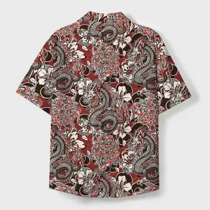 Tokyo-Tiger Japanese Retro Dragon Cuban Collar Shirt