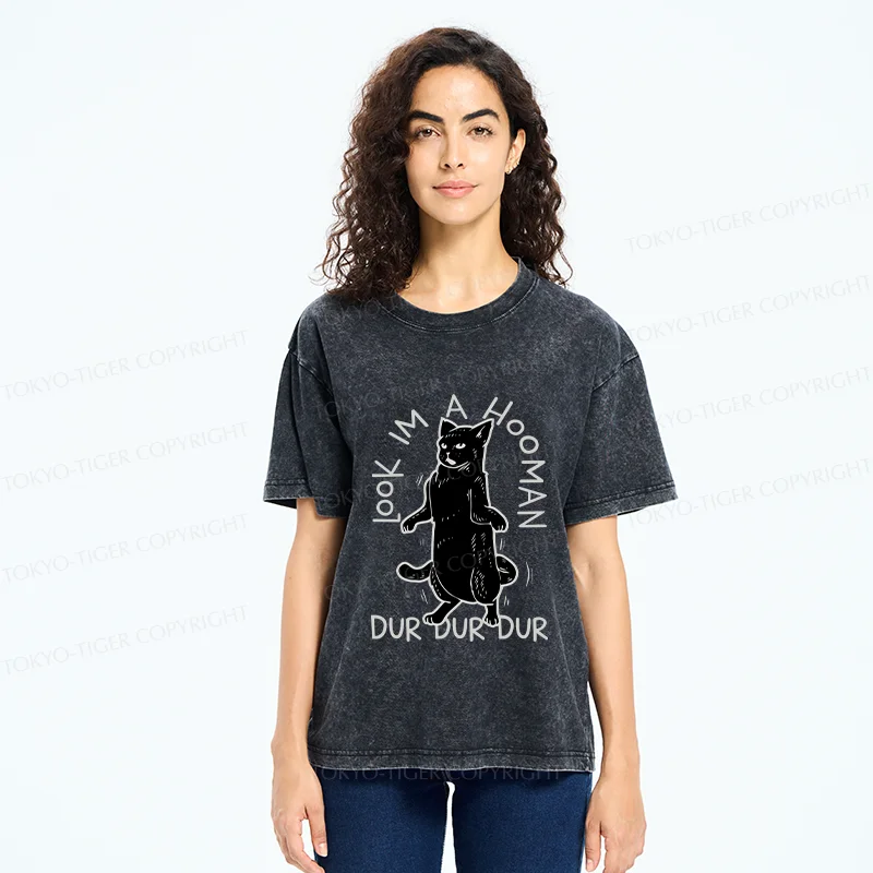 Tokyo-Tiger Dancing Cat Washed T-Shirt