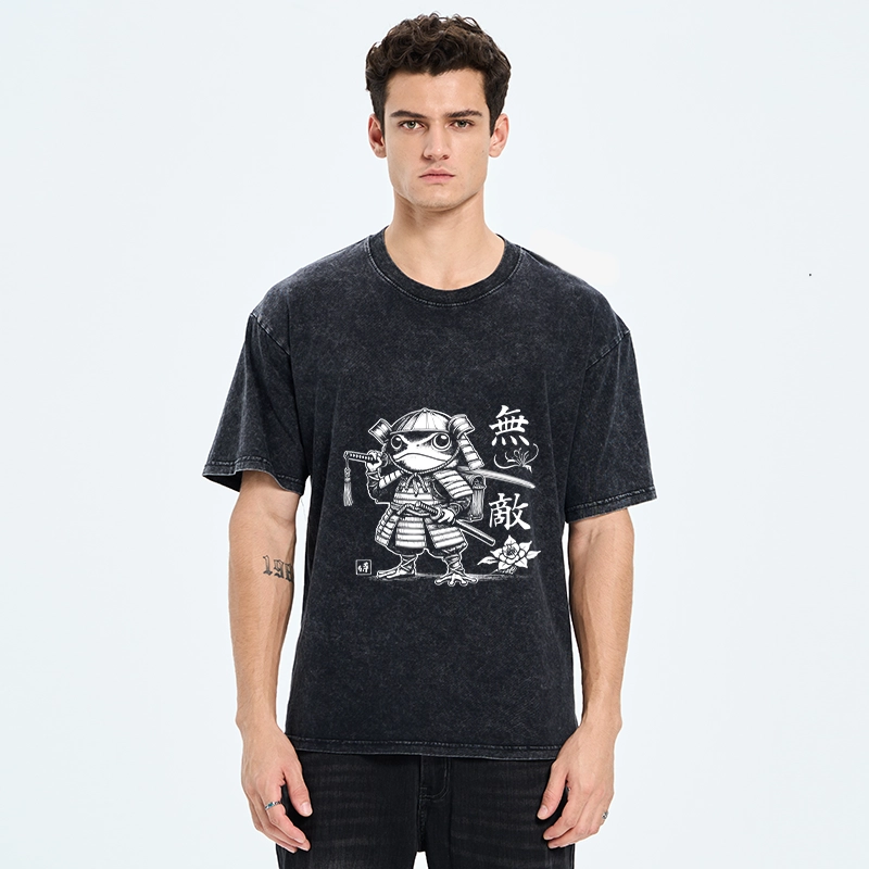 Tokyo-Tiger Samurai Frog Warrior Washed T-Shirt
