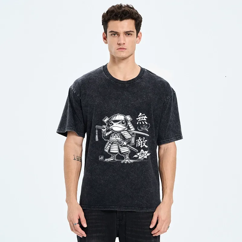 Tokyo-Tiger Samurai Frog Warrior Washed T-Shirt