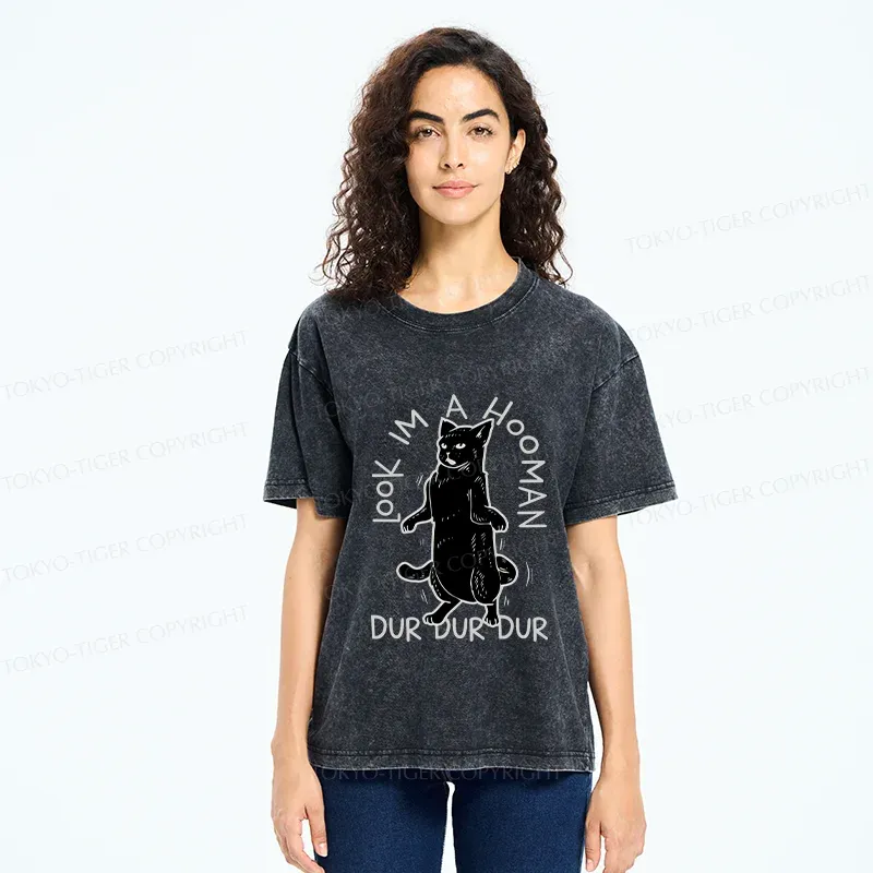 Tokyo-Tiger Dancing Cat Washed T-Shirt