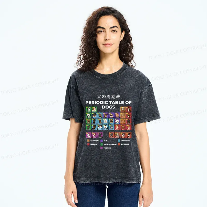 Tokyo-Tiger Periodic Table Of Dogs Washed T-Shirt