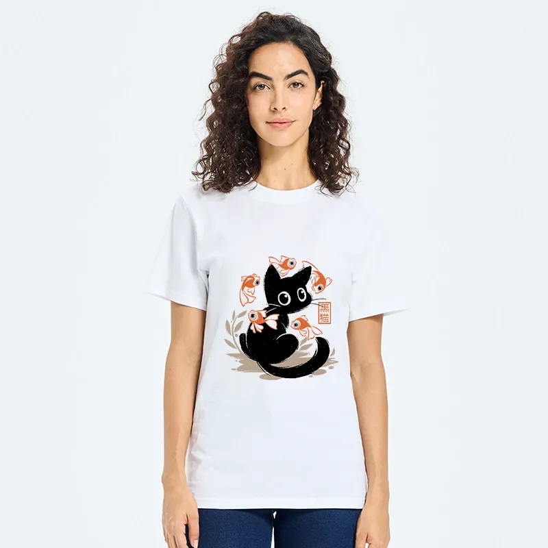Tokyo-Tiger Curious Black Cat Among Fish Classic T-Shirt