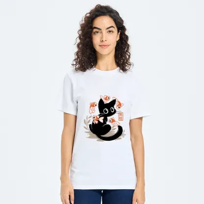 Tokyo-Tiger Curious Black Cat Among Fish Classic T-Shirt