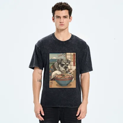 Tokyo-Tiger Dog Ramen Meme Washed T-Shirt
