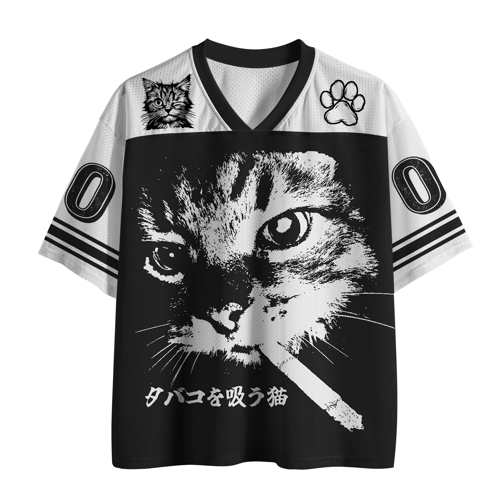 Tokyo-Tiger Retro Cat Smoking Mesh Jersey