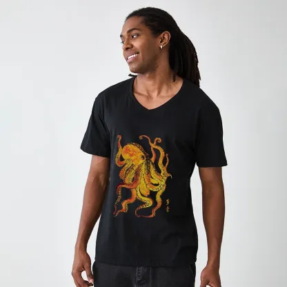 Tokyo-Tiger Deep Sea Gorgeous Octopus V-Neck Classic T-Shirt