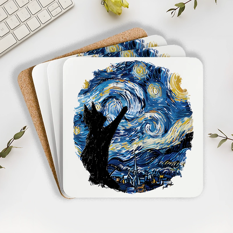 Tokyo-Tiger Starry Night Black Cat Coaster