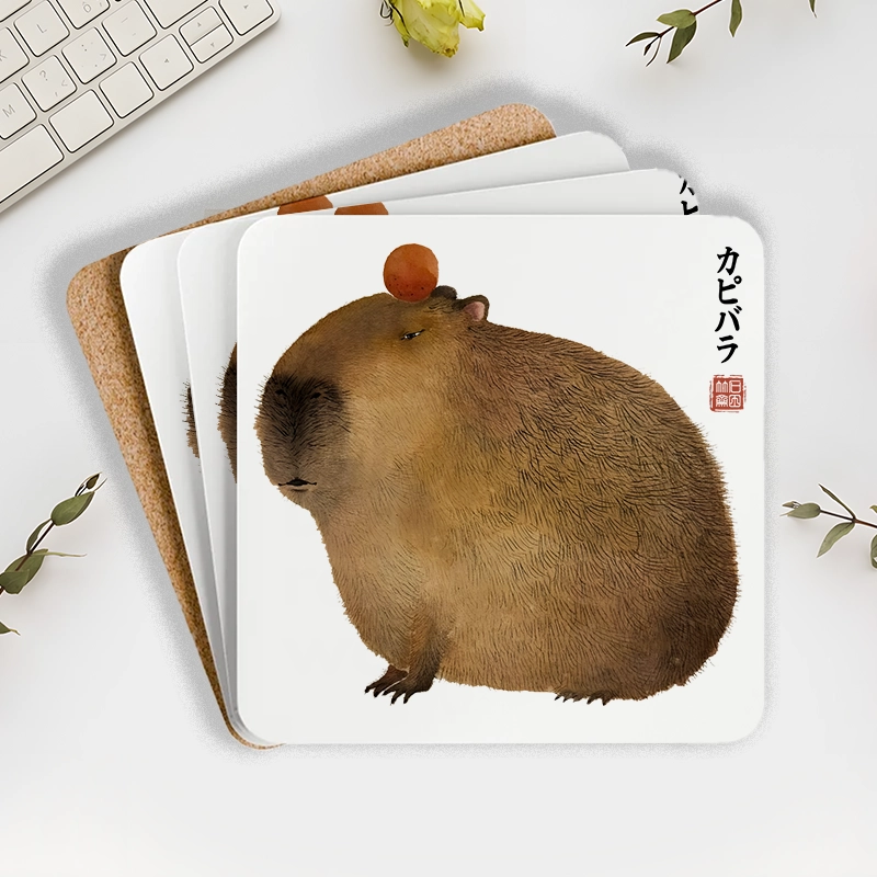 Tokyo-Tiger Calm Capybara Illustration Coaster