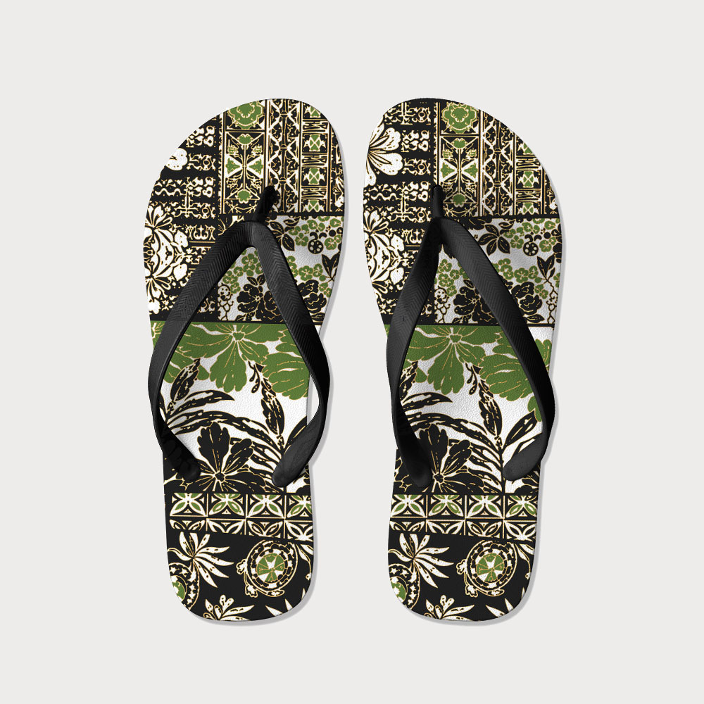 Tokyo-Tiger Tropical Plant Flip Flops