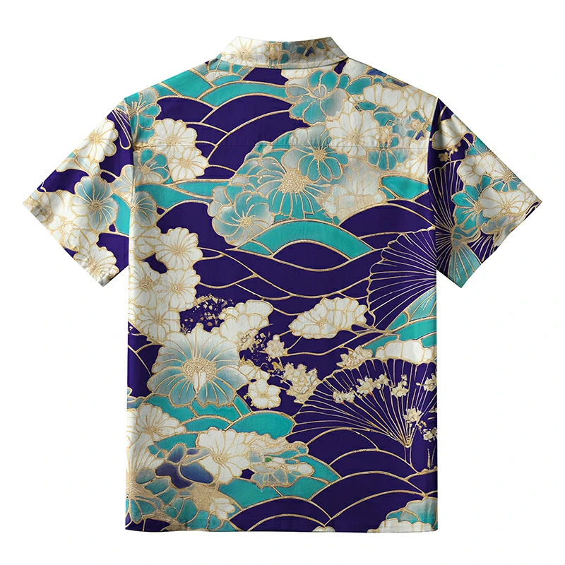 Tokyo-Tiger Gold Stroke Flowers Aloha Hawaiian Shirt