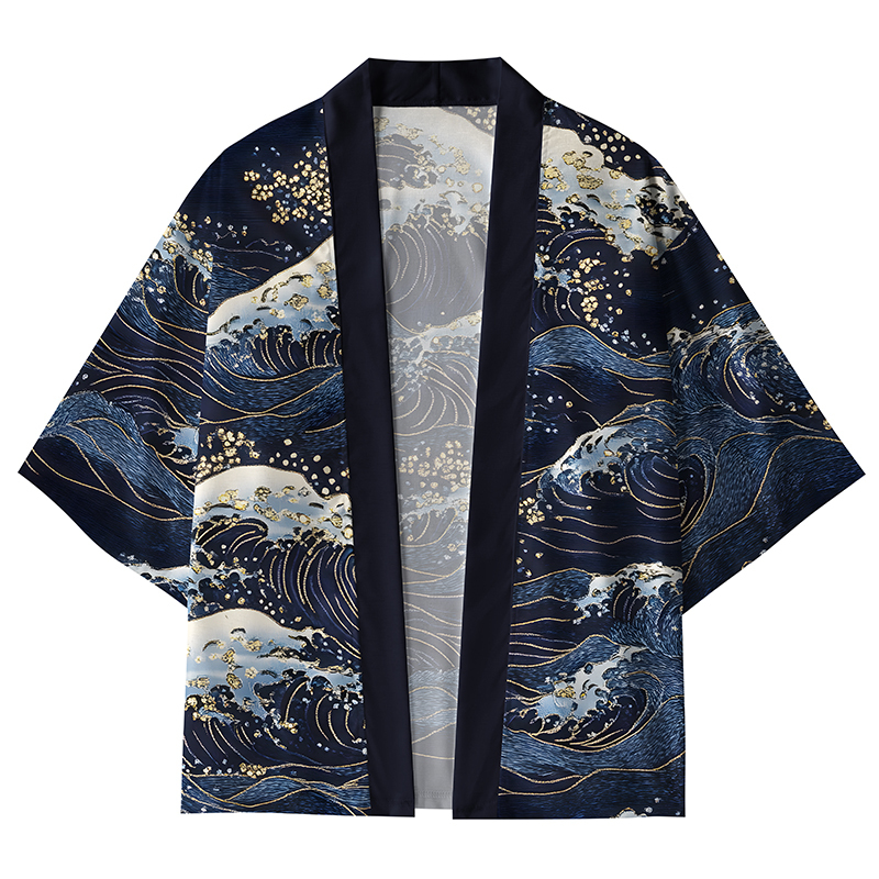 Tokyo-Tiger Golden Lines Of Waves Kimono Cardigan Sale