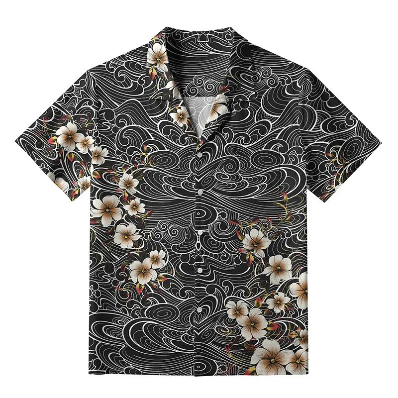 Tokyo-Tiger Floral Whirl Aloha Hawaiian Shirt