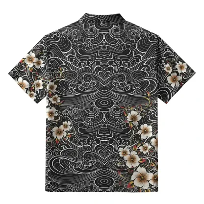 Tokyo-Tiger Floral Whirl Aloha Hawaiian Shirt