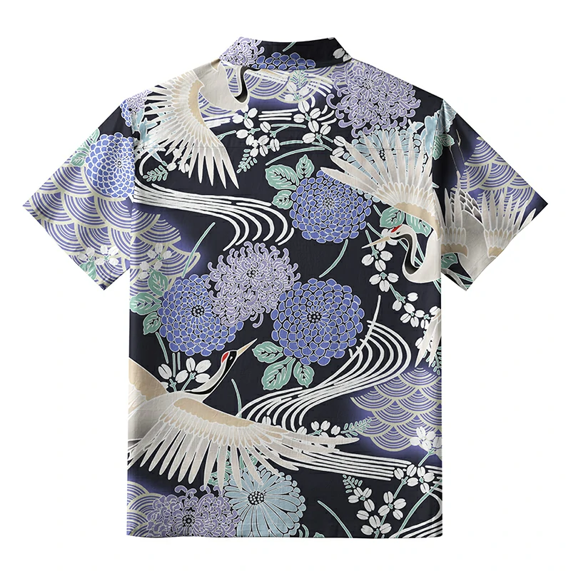 Tokyo-Tiger Cranes And Blooms Button-up Shirt