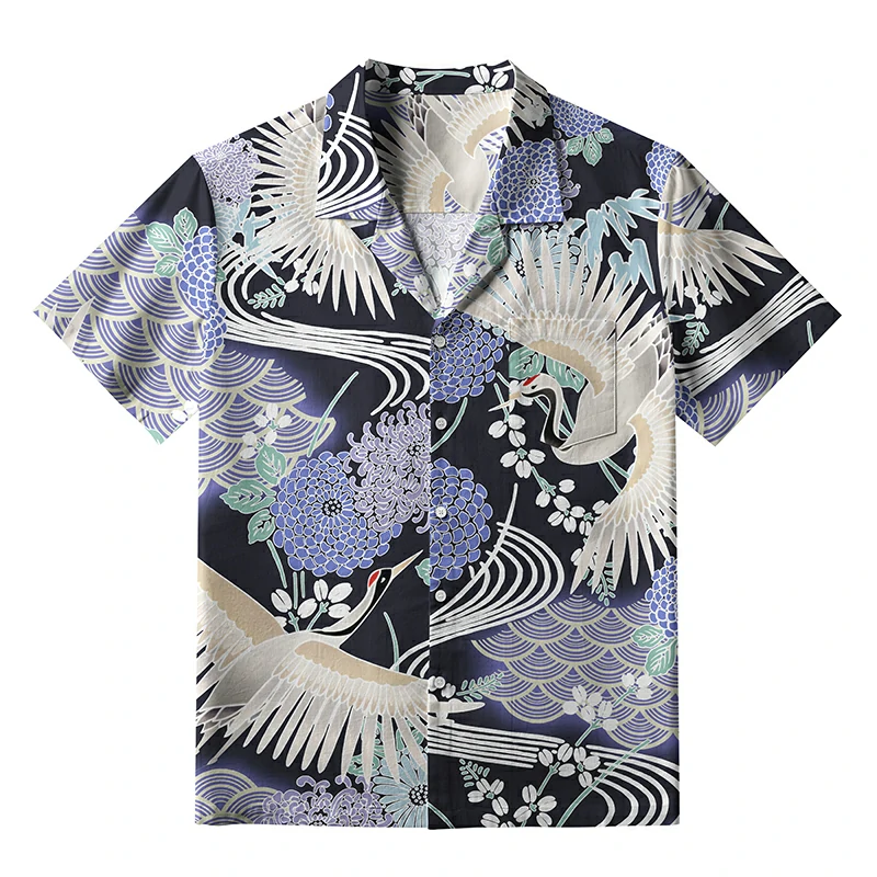 Tokyo-Tiger Cranes And Blooms Aloha Hawaiian Shirt