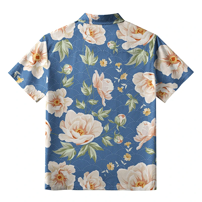 Tokyo-Tiger Flowers In The Waves Hawaiian Shirt