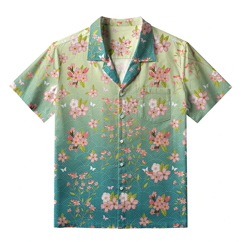 Tokyo-Tiger Sakura Blossom Waves Aloha Hawaiian Shirt