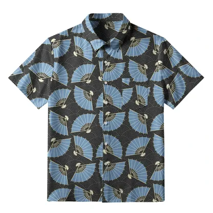 Tokyo-Tiger Folding Fans And Waves Button-up Shirt
