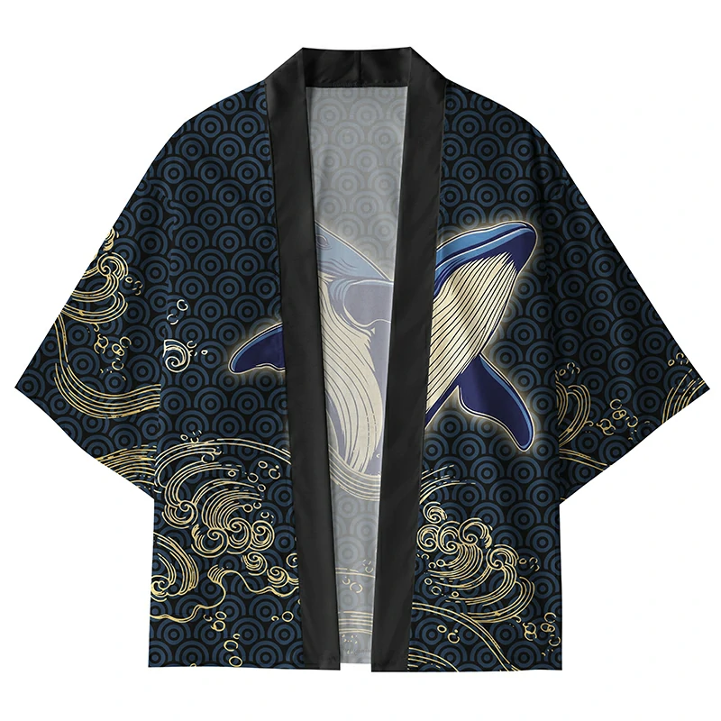 Tokyo-Tiger The Great Wave Off Whale Kimono Cardigan