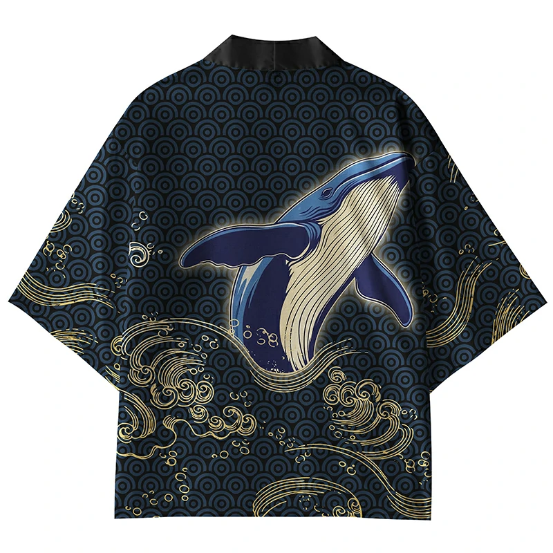 Tokyo-Tiger The Great Wave Off Whale Kimono Cardigan