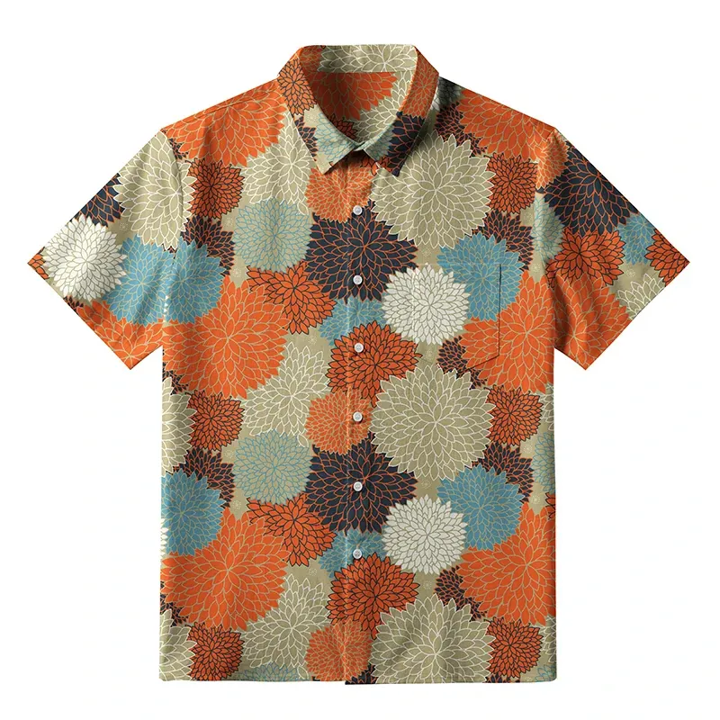 Tokyo-Tiger Autumn Flower Symphony Button-up Shirt Sale