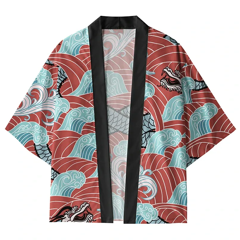 Tokyo-Tiger Dragon In The Waves Kimono Cardigan