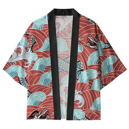 Tokyo-Tiger Dragon In The Waves Kimono Cardigan