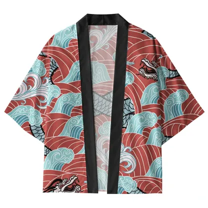 Tokyo-Tiger Dragon In The Waves Kimono Cardigan