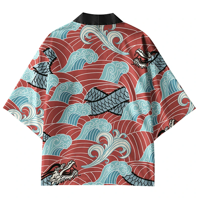 Tokyo-Tiger Dragon In The Waves Kimono Cardigan