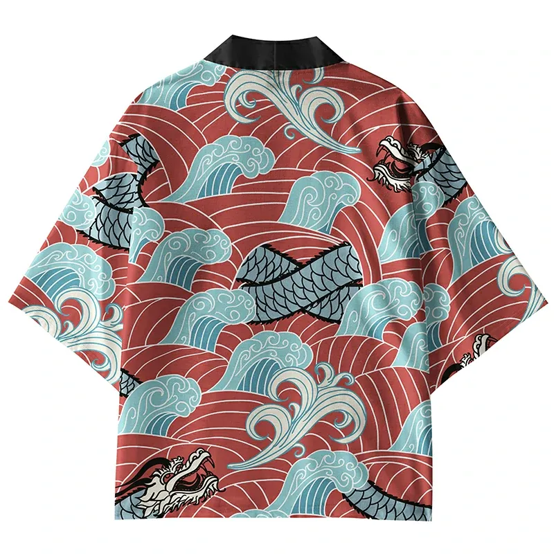 Tokyo-Tiger Dragon In The Waves Kimono Cardigan