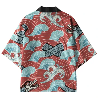 Tokyo-Tiger Dragon In The Waves Kimono Cardigan