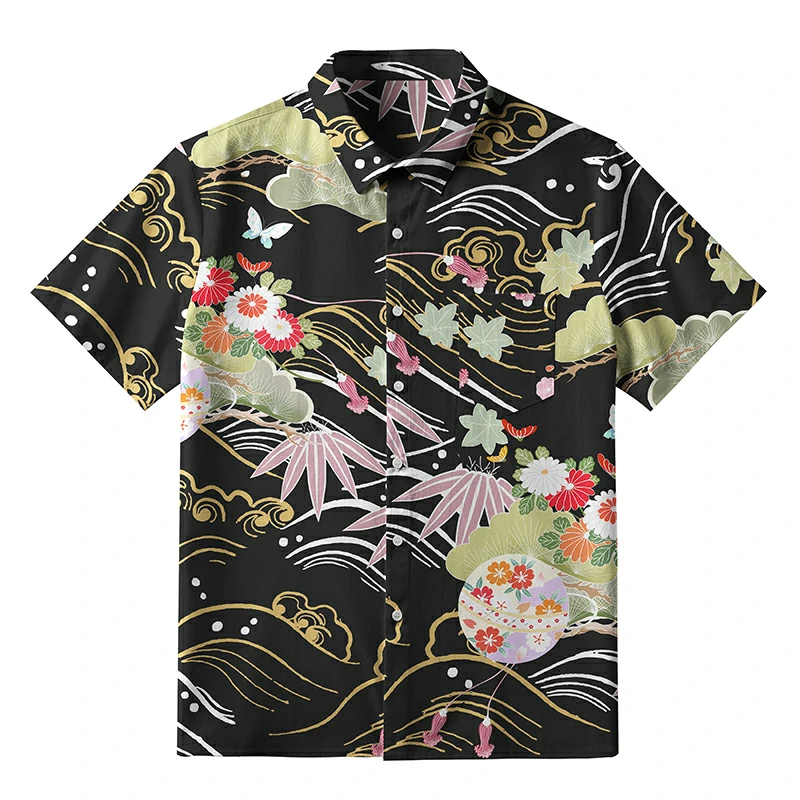 Tokyo-Tiger Floral And Cloud Button-up Shirt